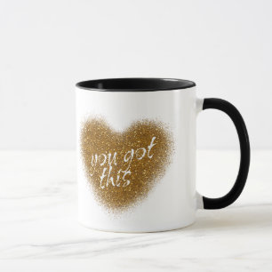Gold Glitter DU PACKST DAS Glamour Herz Kaffeetass Tasse