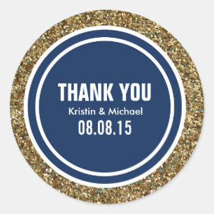 Gold Glitter Dunkel Navy Blau Benutzerdefinierte D Runder Aufkleber
