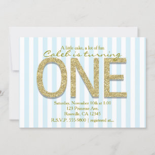 GOLD GLITTER EINE Blaue Streifen 1. Party-Einladun Einladung