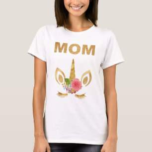 Gold Glitter Einhorn Gesicht Geburtstagsfeier Mama T-Shirt