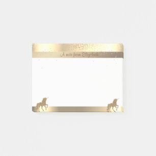 Gold Glitter Einhorn, Streifen, Konfetti-Personali Post-it Klebezettel