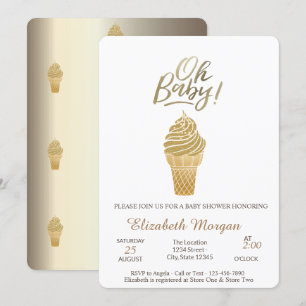 Gold Glitter Eis Oh Baby Sommer Baby Shower Einladung