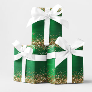 Gold Glitter Feiertag Grün Ombre Folie Geschenkpapier