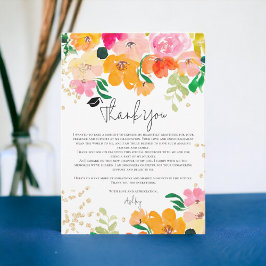 Gold glitter floral photo botanical graduation dankeskarte