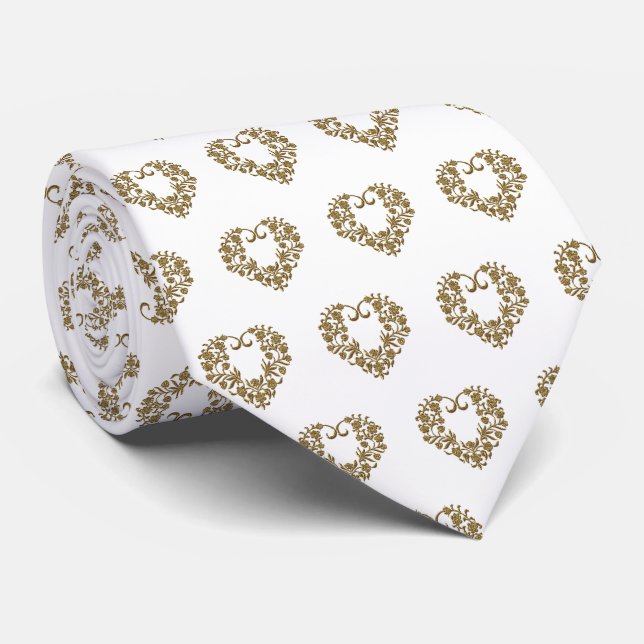 Gold Glitter Flourish Valentinstag Krawatte (Gerollt)