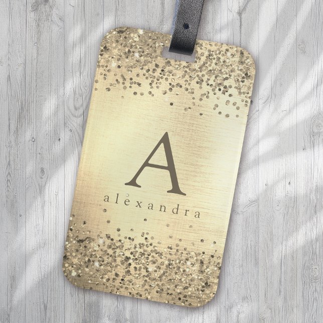 Gold Glitter Folien-Monogramm Gepäckanhänger (Von Creator hochgeladen)