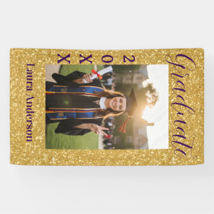 Gold Glitter Foto Abschluss Name Klasse Text Banner