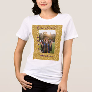 Gold Glitter Foto Abschluss Name Klasse Text Tri-Blend Shirt