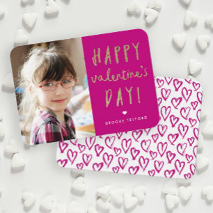 Gold Glitter Foto Klassenzimmer Frohe Valentinstag Mitteilungskarte