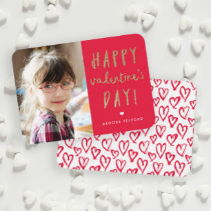 Gold Glitter Foto Klassenzimmer Frohe Valentinstag Mitteilungskarte