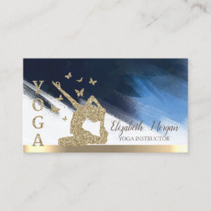 Gold Glitter Frauen Silhouette, Yoga Pinselstrich Visitenkarte