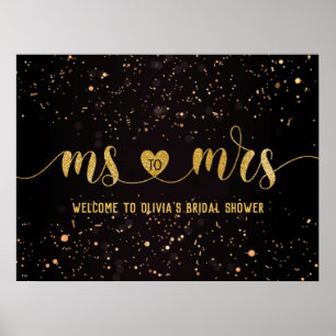 Gold Glitter Fräulein zu Frau Brautparty Willkomme Poster