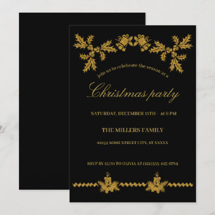 Gold Glitter Frohe Weihnachten, Weihnachtsmann Einladung