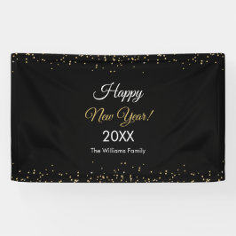 Gold Glitter Frohes Neues Jahr Schwarze Party Banner