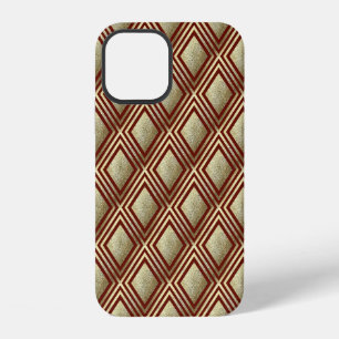 Gold Glitter Funkel Burgunderrot Diamantmuster iPhone 12 Hülle