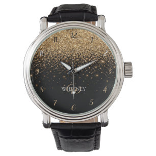 Gold Glitter Funkeln Elegante Luxus Textur Armbanduhr