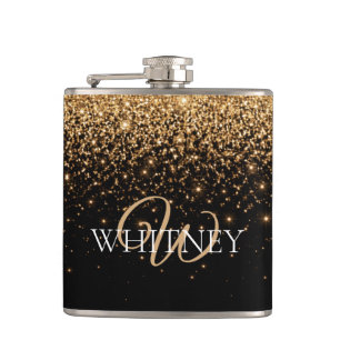 Gold Glitter Funkeln Elegante Luxus Textur Flachmann