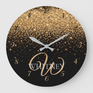 Gold Glitter Funkeln Elegante Luxus Textur Große Wanduhr