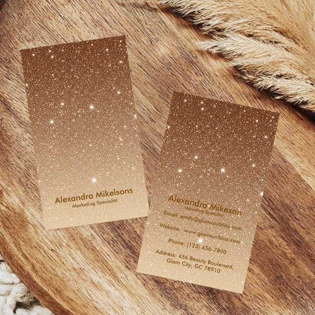 Gold Glitter Funkeln Geschäfts Visitenkarte (Von Creator hochgeladen)