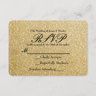 Gold Glitter Funkeln Glamour Hochzeit RSVP Karte
