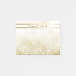 Gold Glitter Funkeln Glamour Trendy Personalisiert Post-it Klebezettel