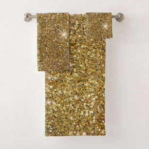 Gold Glitter Funkeln Glitzernd Funkelnd Hübsch Badhandtuch Set