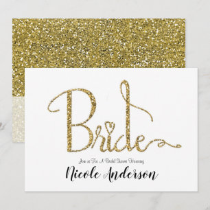 Gold Glitter Funkeln Moderne Braut Brautparty Einladung