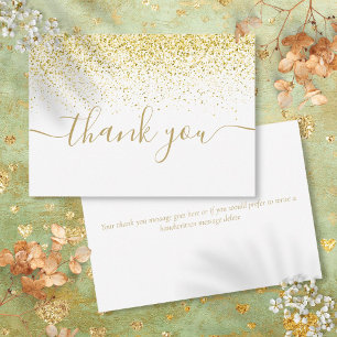 Gold Glitter Funkeln Moderne Elegante Schrift Dankeskarte