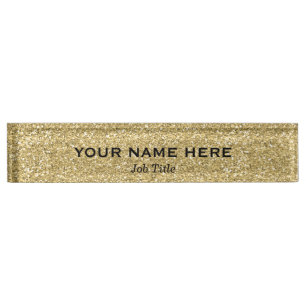 Gold Glitter Funkeln Trendige Glamour Personalized Namensplakette