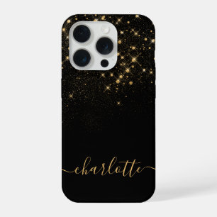 Gold Glitter Funkelnde Elegante Glamouröse Schrift iPhone 15 Pro Hülle