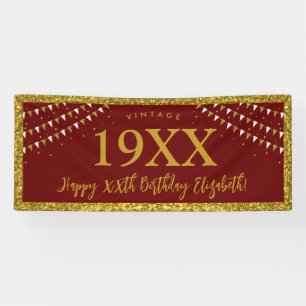 Gold Glitter Geburtstagsbanner für jedes Alter im Banner