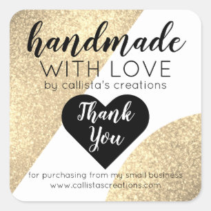 Gold Glitter Geo Heart Logo Customer Thank You Quadratischer Aufkleber