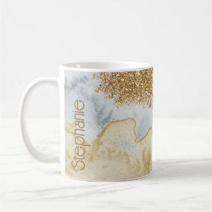 Gold Glitter Girly Glam Wasserfarbe Name Kaffeetasse