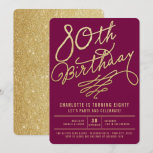 Gold Glitter Glam Geburtstagseinladung für Erwachs Einladung