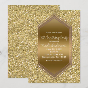 Gold Glitter Glam Schimmer Geburtstagsfeier Jedes  Einladung