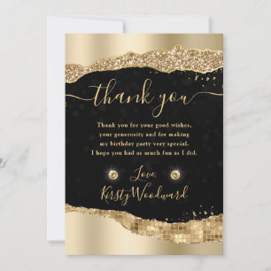 Gold Glitter Glam Tränen Kanten Geburtstag Dankeskarte