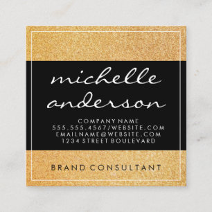 Gold Glitter Glamour Quadratische Visitenkarte