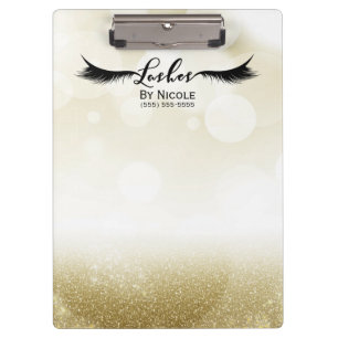Gold Glitter Glamour Wimpern Personalisiert Klemmbrett