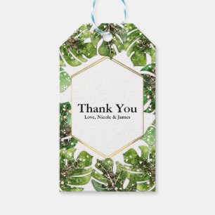 Gold Glitter Glanz Glamour Tropicale Blätter Gefal Geschenkanhänger