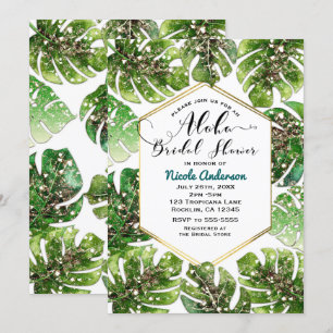 Gold Glitter Glanz Tropische Blätter Brautparty Einladung
