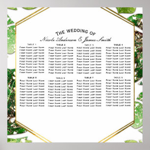 Gold Glitter Glanz Tropische Blätter Sitzplan Poster