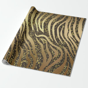 Gold Glitter Glanz Zebra Dschungel Safari Glamour Geschenkpapier