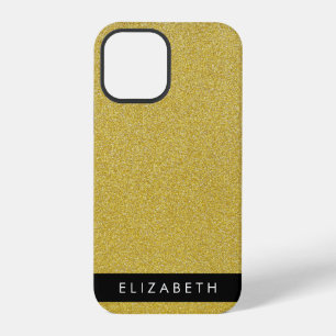 Gold Glitter, Glitter Hintergrund, Ihr Name iPhone 12 Pro Hülle