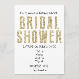 Gold Glitter Glitzy Glam Brautparty-Einladung Einladung