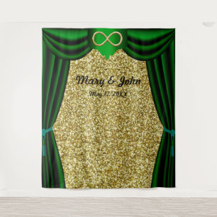 Gold Glitter Gold Unendlich Grün Vorhang Hintergru Wandteppich