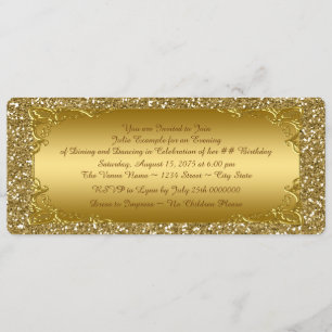 Gold Glitter Golden Ticket Party Einladung