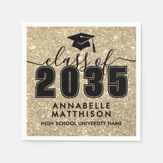 Gold Glitter Graduation Serviette (Vorderseite)