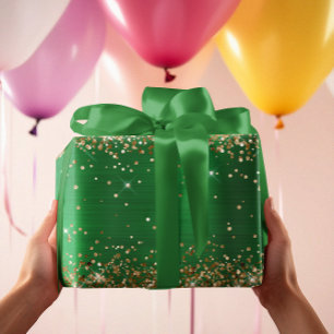 Gold Glitter Grüne Ombre Folie Feiertag Geschenkpapier Set