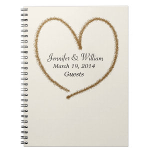 Gold Glitter Herz Hochzeitsgästebuch Notizblock