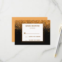 Gold Glitter Hochzeit-Antwortkarte RSVP Karte